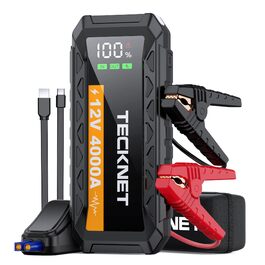 Powerbank для автомобіля TECKNET 4000A 12V: стартер, LED-ліхтарик, екран, кабель для авто, SUV, LKW, мотоциклів
