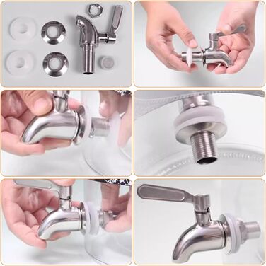 Скляний диспенсер для напоїв на підставці 4л з нержавіючою сталею та бамбуком