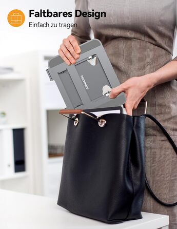 Підставка для ноутбука TECKNET регульована по висоті, ергономічна, складна, портативна з вентиляцією, сумісна з ноутбуками та планшетами 11-17.3 дюймів (сіра)