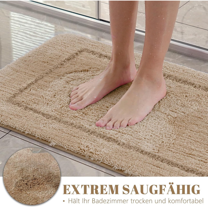 SOANNY Bath Mat Set - 2 Pack Microfiber Bathroom Rugs - Non-Slip, Water Absorbent - 53x86 cm & 50x50 cm