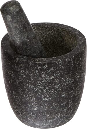 Набір для розмелювання спецій JADE TEMPLE 17023: ступка та товкачок з граніту, 13 см, сірий