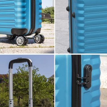 Набір валіз NUMADA 4 шт. (75см, 63см, 53см) + сумка для туалету, ABS, жорсткий, водостійкий, 4 колеса, з замком