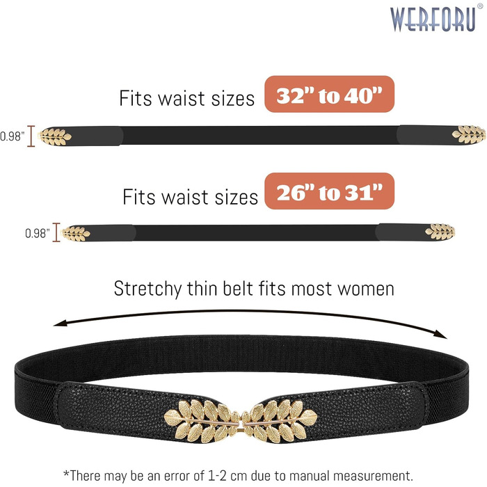 Еластичний пояс для жінок WERFORU: широкий, вінтажний, для суконь, чорний, білий, коричневий, бежевий, обхват талії 82-99 см