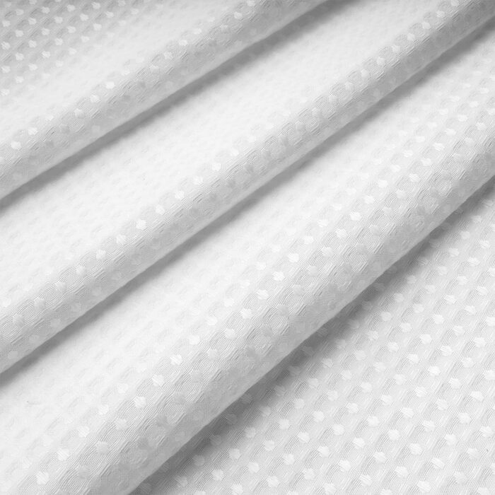 Штора для душу N&Y HOME з вафельної тканини з підкладкою та гачками, 180x183 см, біла - Готельний стиль, водонепроникна, важка тканина