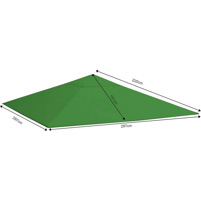 QUICK STAR Replacement Roof for Garden Pavilion 3x3m RAL 7012 Antique Pavilion Roof Replacement Cover (3 x 3 m - 250g/m², Green)