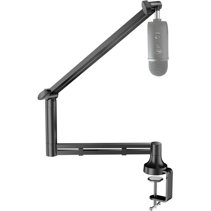Низькопрофільний мікрофонний важіль, міцний тримач для мікрофону з кріпленням до столу 7 см, адаптери 3/8' та 5/8', для Blue Yeti, подкастів, геймінгу, вантажопідйомність до 2 кг, чорний