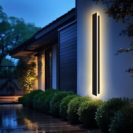 LED Wall Lamp Outdoor/Indoor Long Wall Lamp Anthracite, IP67 Waterproof Outdoor Wall Lights Aluminum Alloy Black Outdoor Light Terrace Wall Light For Gardens, Villa, Warm Light, (125cm, 39w)