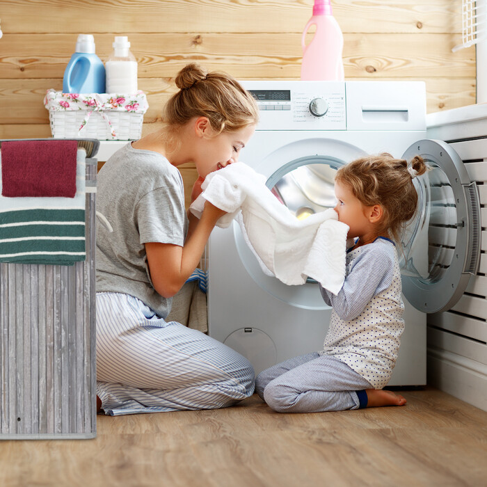 Relaxdays Folding Laundry Basket Bamboo