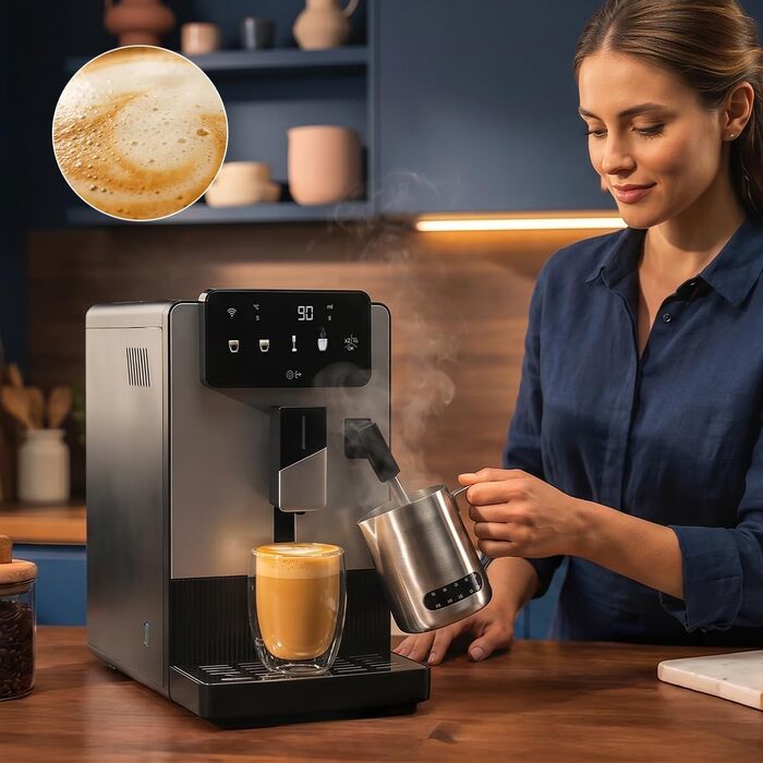 Кавомашина автоматична Cecotec Cremmaet Steam Latte Art Elite 1500 Вт, 19 бар, керамічні жорна, 1.1л + 400мл резервуари
