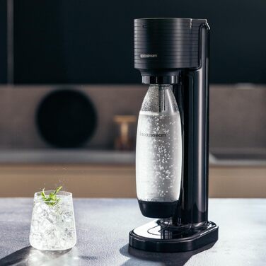 SodaStream Gaia: Газова вода вдома | Чорний колір, з CO2 балончиком та пляшкою 1L | Електричний напій