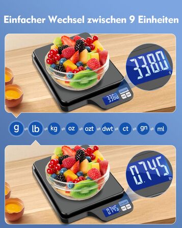 Цифрова кухонна вага з USB-зарядкою, 5 кг/0.1 г, функція тарування, для випічки та приготування їжі