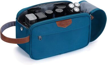 Чоловіча дорожня косметичка ECOHUB, водонепроникна, з великим відділенням та відділенням для мокрих речей, з переробленого PET, з двома блискавками, для подорожей (блакитно-зелений)