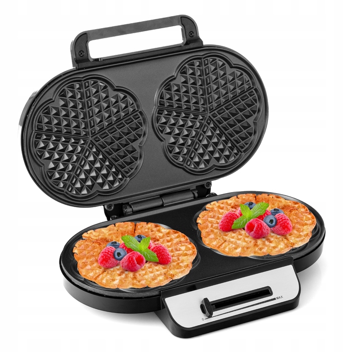 Вафельниця Lehmann для 2 великих вафель-сердечок, 1200 Вт, срібляста