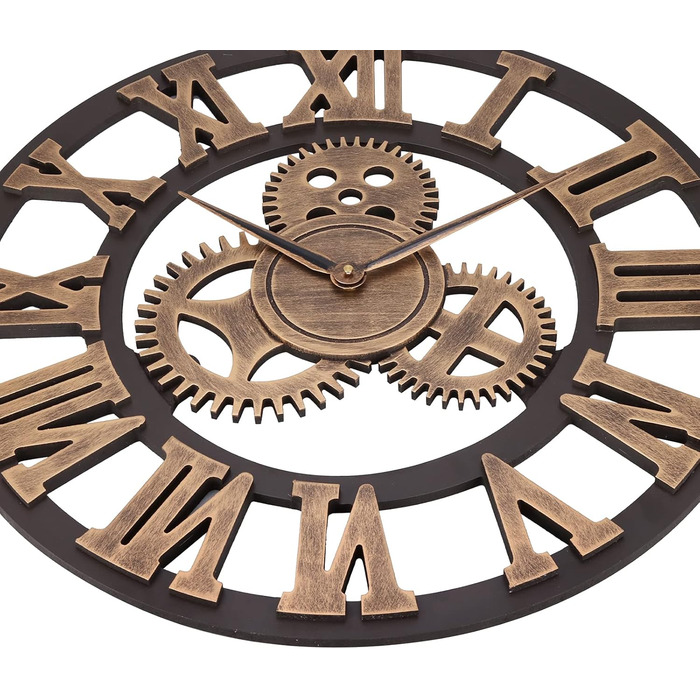 ACCSHINE Large Wall Clock No Ticking Noise Silent Roman Numeral Quartz Battery Operated Wall Clock Easy to Read for Living Room Kitchen Bedroom Office School (Gold, 58cm)