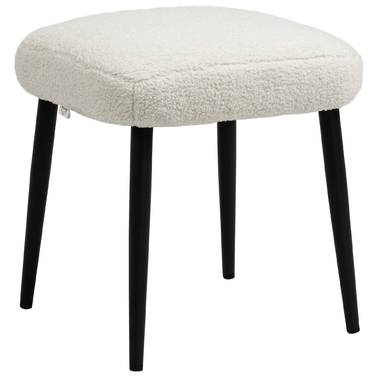 HOMCOM Square Footrest Ottoman Vanity Stool, Cashmere-Look with Steel Legs for Living Room Bedroom, Cream, 42x42x47cm
