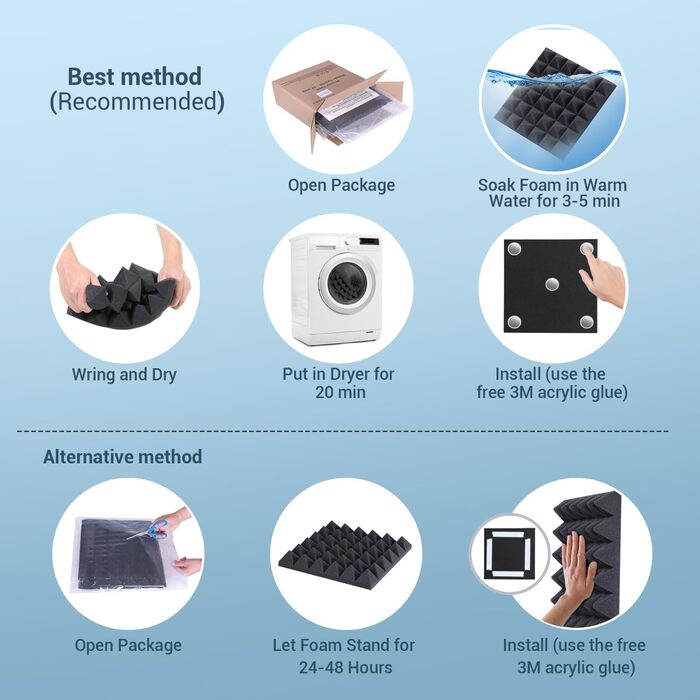 Акустичні пірамідні панелі Ohuhu для звукоізоляції, шумопоглинаючий поролон 30x30x5 см, 24 шт. (для студії, подкастів, YouTube)