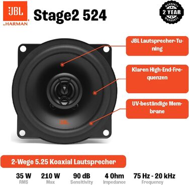 Автомобільні динаміки JBL Stage2 524 210Вт 13см 2-смугові від Harman Kardon