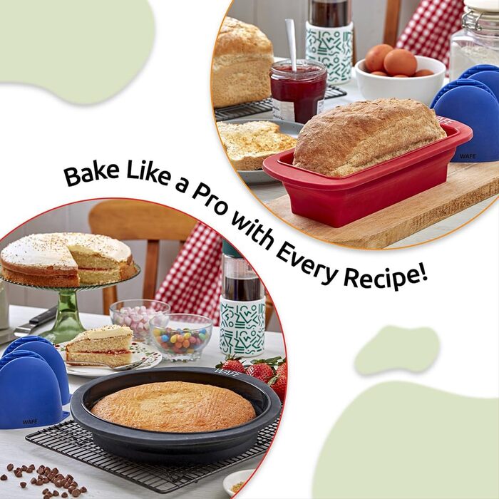 Силіконова форма для хліба та кексів WAFE BakeMate, складна, антипригарна, харчовий силікон, набір 2 шт.
