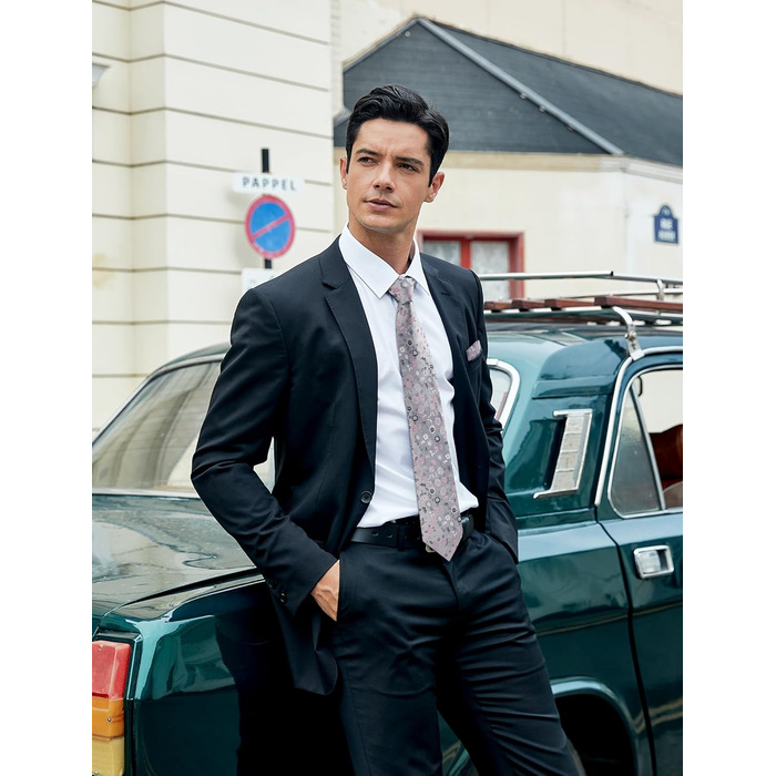 HISDERN Комплект краваток для чоловіків (3 шт.) Класичні краватки та нагрудні хустинки з шовку для весілля, свята. Розмір універсальний