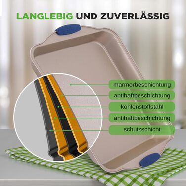 Набір форм для випічки NutriChef 6 шт. – дека для випічки, форма для мафінів, кексова форма з антипригарним покриттям, термостійка до 230°C, з силіконовими ручками з вуглецевої сталі – ідеально для тортів, хліба та мафінів