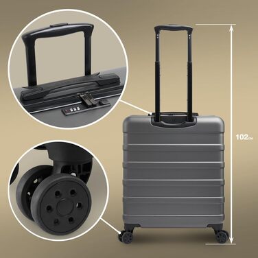 Чемодан ручної поклажі Cabin Max Anode 56x45x25cm - Легкий, з жорстким корпусом, 4 колеса, кодовий замок, чорний (56L)