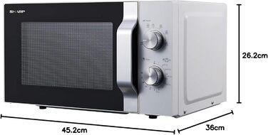 Мікрохвильова піч Sharp R204WA Solo, 20 л, 800 Вт, біла