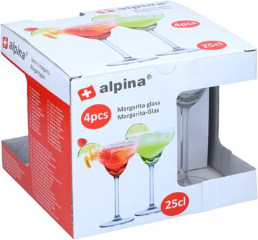 Набір келихів для коктейлів Alpina Margarita 4 шт. 250 мл прозорі - для Маргарити та екзотичних напоїв