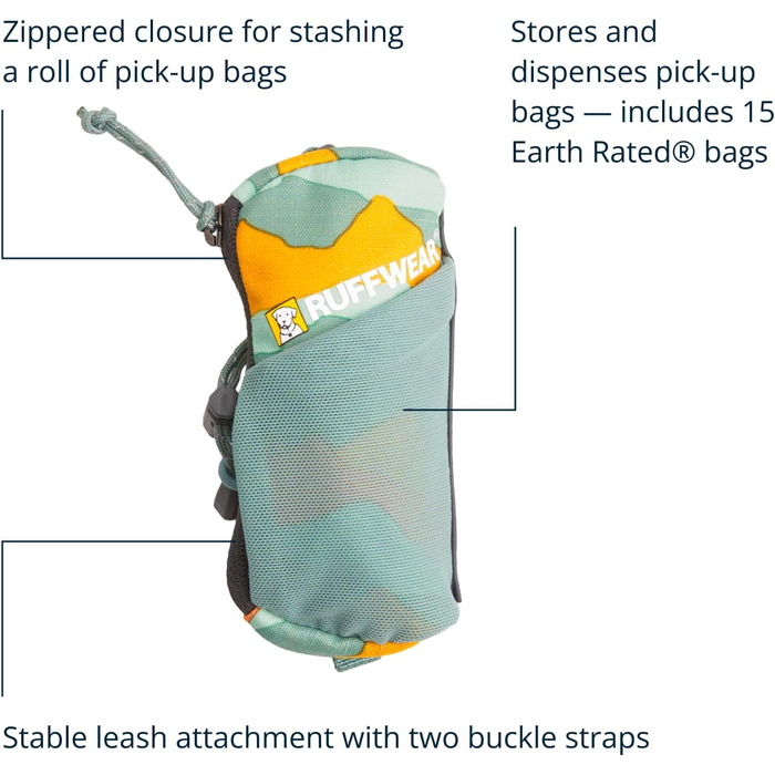RUFFWEAR Stash Pouch Mini: компактний диспенсер для збору відходів собак, 12 x 5.7 см (Sprig Mountains)