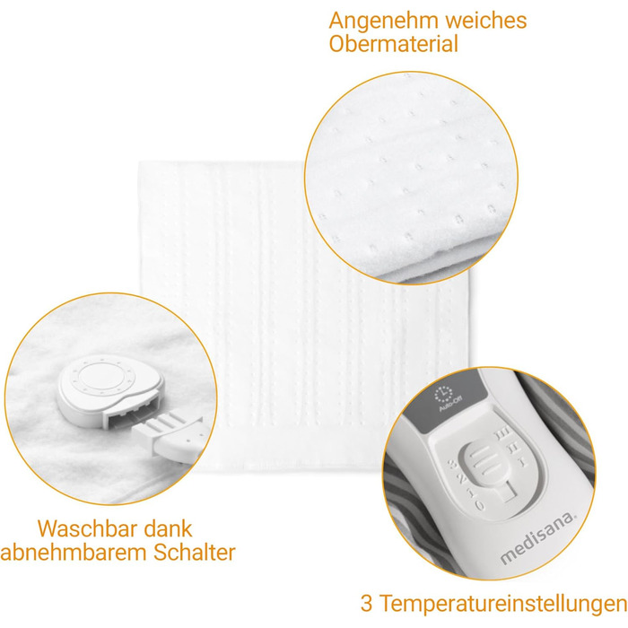 Електрична грілка Medisana HU 665, 150 x 80 см, з автовимкненням та захистом від перегріву, 3 температурні режими, пральна