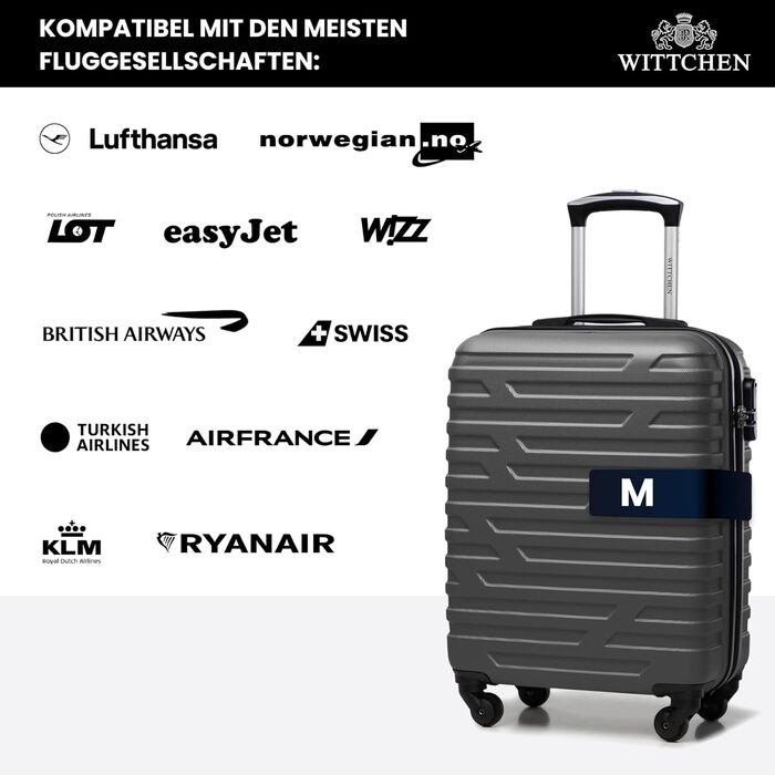 WITTCHEN A-line II Carry-on Suitcase, Cabin Luggage, Hand Luggage, Rolling Suitcase, Travel Suitcase, Boarding Suitcase, Hard Shell, ABS, High-Quality and Stable, Size S (Gray)