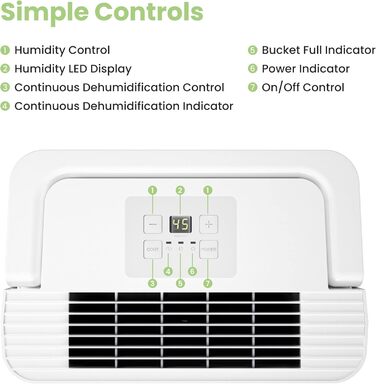 Comfee Dehumidifier 10L/24h, Room size approx. 40m³ (16m²), LED Display, Against Moisture, Mold, MDDN-10DEN7, R290, Automatic Dehumidification