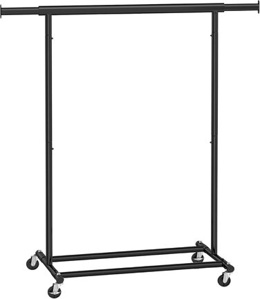 SONGMICS Clothes Rack with Wheels, Heavy-Duty Garment Rack, Extendable Clothes Rod, Load Capacity up to 100 kg, Easy Assembly, Portable, Black HSR13BKV1