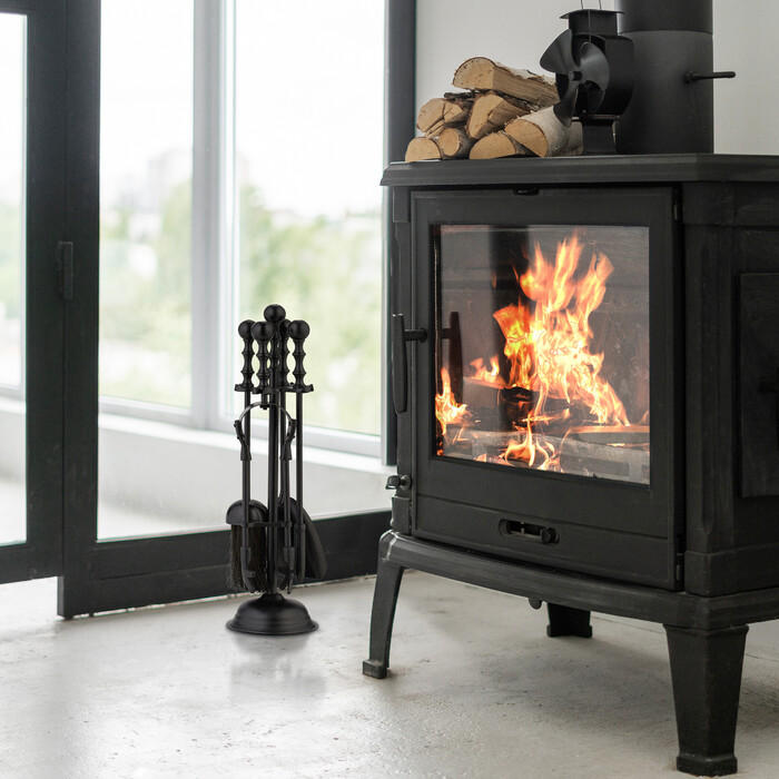 Relaxdays 5-Piece Fireplace Set in Black