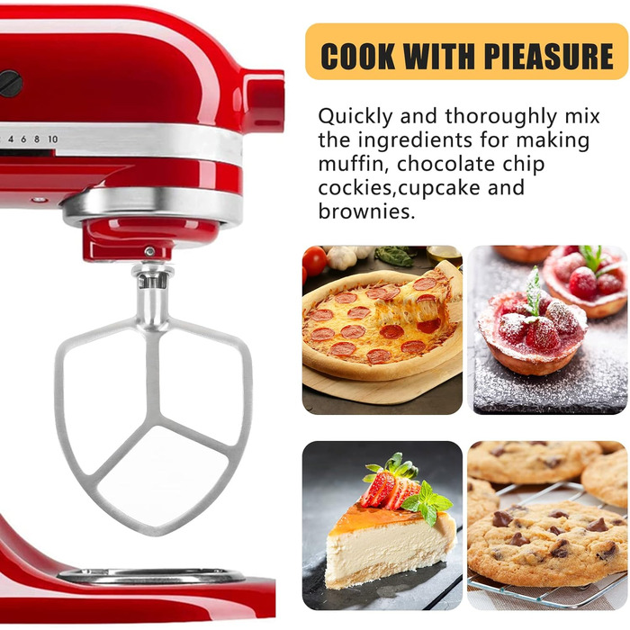 Насадка-плоский міксер з нержавіючої сталі для KitchenAid 5-6 кварт, для міксерів з підйомним або нахильним механізмом, для випічки, тіста, посудомийна машина