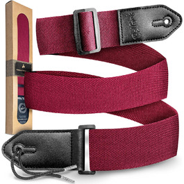Гітарний ремінь Belfort® для електрогітари, акустичної гітари, класичної гітари, бас-гітари та укулеле. З мікрофібри, з електронною книгою (червоний)