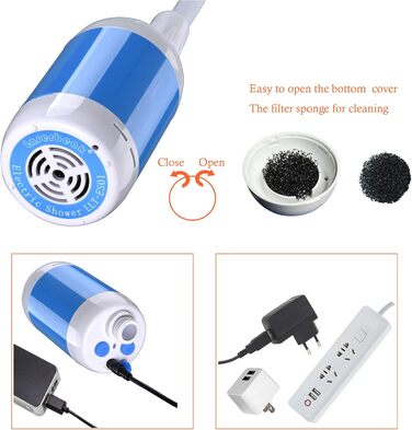 Laserbeak Portable Shower Electric Shower Camping Shower with Built-in 4800mAh Batteries and Showerhead Shut-off Valve