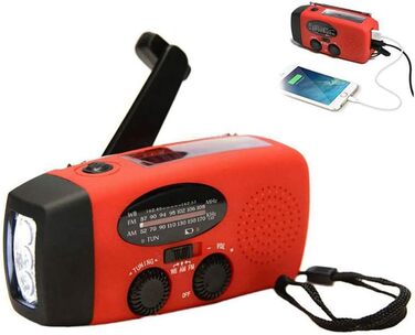 Сонячне радіо з ручним приводом, 2000 mAh, AM/FM, LED ліхтарик, для кемпінгу та відпочинку на природі