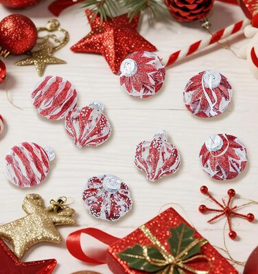 Набір ялинкових прикрас 30 шт. 6см, пластикові кулі, темно-синій та білий, ялинкові кулі для декору, набір прикрас для ялинки, 30 шт. (12 шт. 8см, прозорі та червоні)