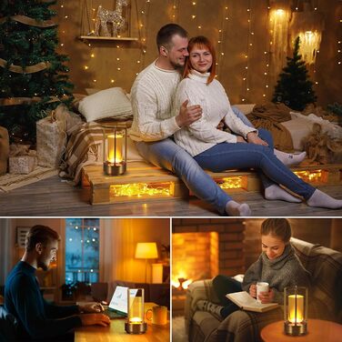 Торшер з торканням, бездротова LED лампа в стилі вінтаж, USB-зарядка, 3 кольори, регулювання яскравості, для спальні, офісу, вітальні, декор, подарунок (золотий)