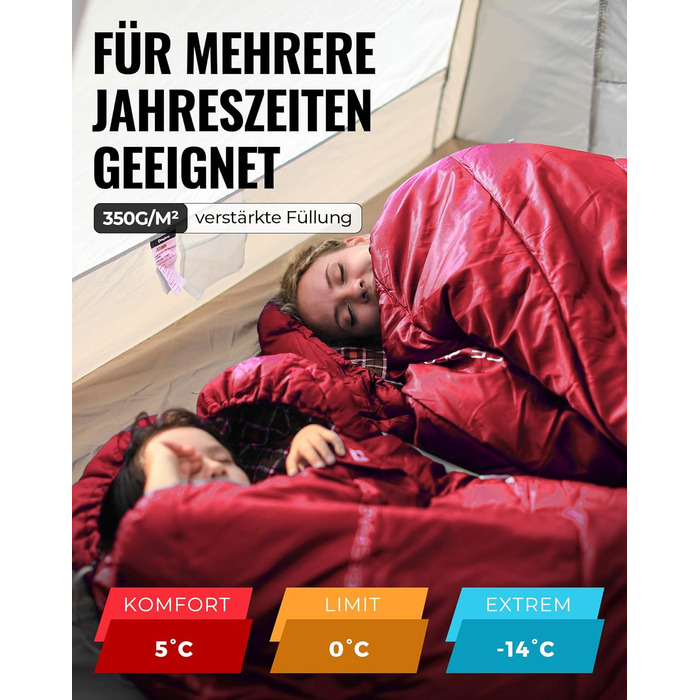 KingCamp XXL 3-Season Sleeping Bag - Oversized Adult Sleeping Bag for Camping, Backpacking, Hiking, Indoor & Outdoor Use - Thick & Warm
