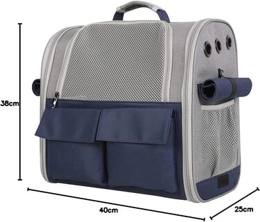 Транспортна сумка для домашніх тварин: котів та собак до 10 кг, рюкзак, дихаюча, складана, блакитна, для подорожей, схвалена авіакомпаніями