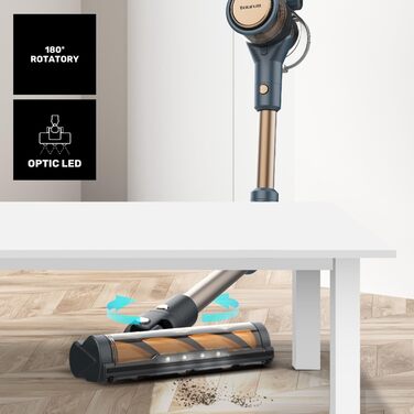 Електричний акумуляторний підмітач Taurus HVCA72592B, блакитно-сірий, з хромованою та мідною фурнітурою