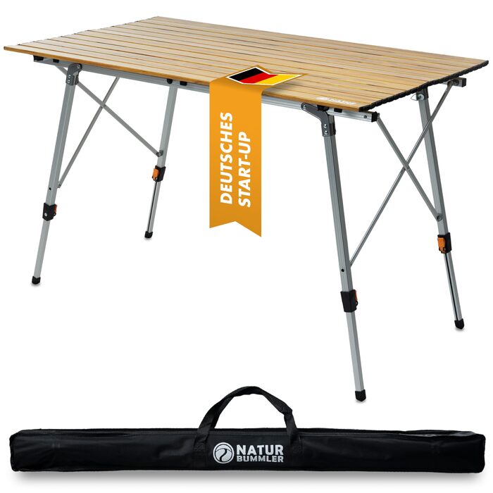 Складний кемпінговий стіл NaturBummler Solid Litec+ (M) – легкий, алюмінієвий, регульований, з сумкою для транспортування. Для кемпінгу, риболовлі, пікніків (X-Large)