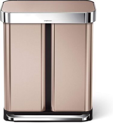 Simplehuman відро для сміття 45 л з педальним механізмом, з відділенням для пакетів, для кухні, з нержавіючої сталі, сірий кришка