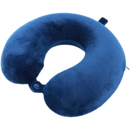 Подушка для шиї, 100% Memory Foam, U-подібна, легка, портативна, для подорожей (синя)