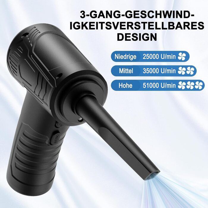 Електричний пилосос для повітря Faburo: 3 швидкості, 51000 об/хв, LED-підсвічування, USB-зарядка, для авто, дивана, офісу