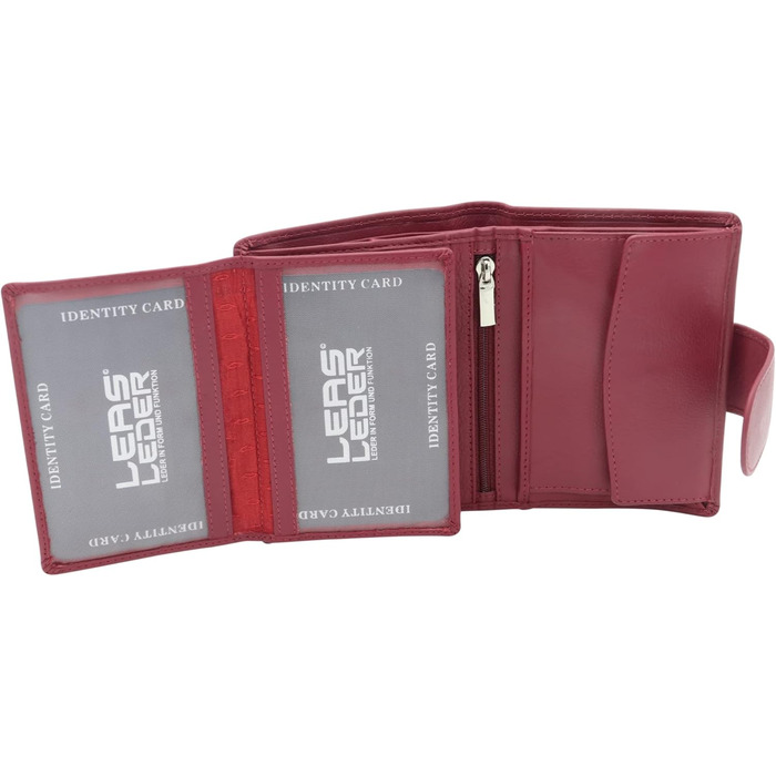 LEAS Women's and Men's Card Holders with Outer Flap in Portrait Format, Genuine Leather, Red Special Edition, Red, 12.5x9cm