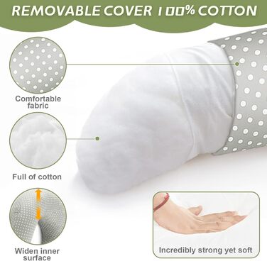 Подушка для вагітних Ezvsevuo Stillkissen XXL - подушка для сну на боці з бавовняним чохлом - сіра