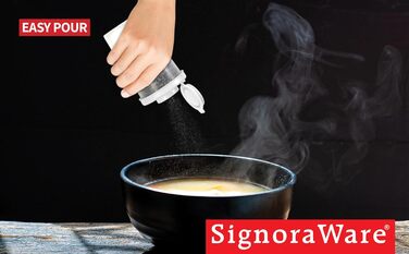 Набір прозорих вологозахищених солянок і перечниць SIGNORAWARE для кухні, подорожей, кемпінгу та ланчбоксів, 2 великі контейнери для спецій