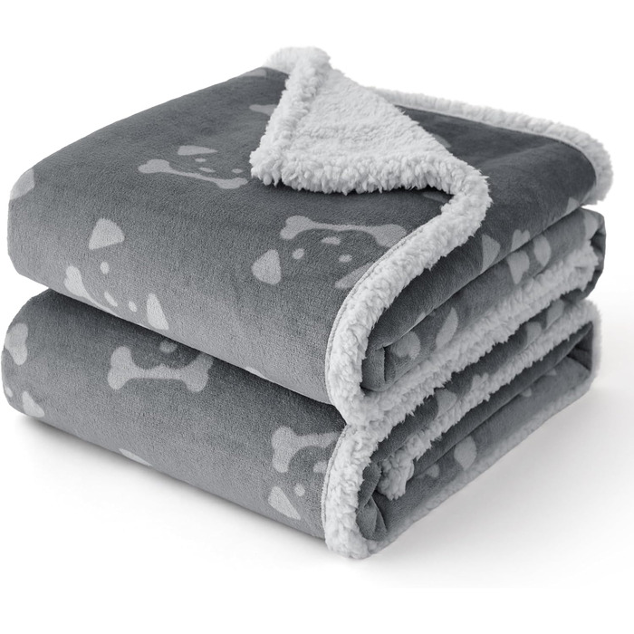 Водонепроникний плед для собак BEDSURE великих порід - 127x102 см, миючий, з Sherpa Fleece, для котів та собак, сірий